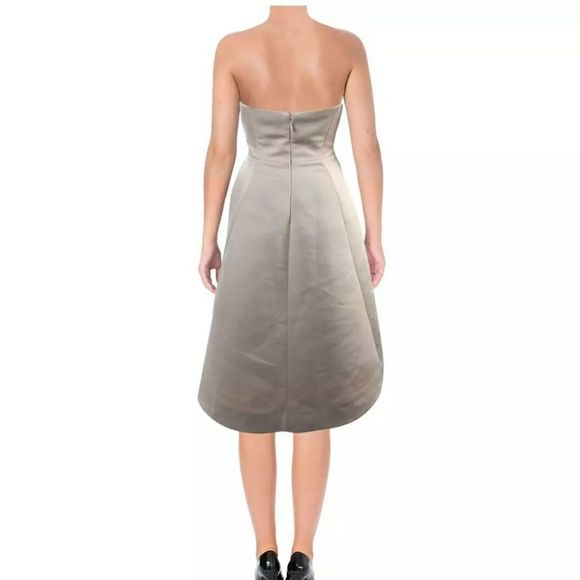 NWT 👗HALSTON blush satin halter formal fit and flare dress - Picture 5 of 11